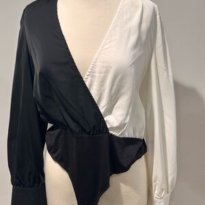 Fashion Nova Black and White Bodysuit